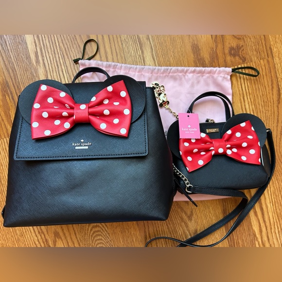 Set of 2 bags, Kate Spade Minnie Mouse Neema Backpack + Crossbody/Shoulder Bag - Picture 3 of 17